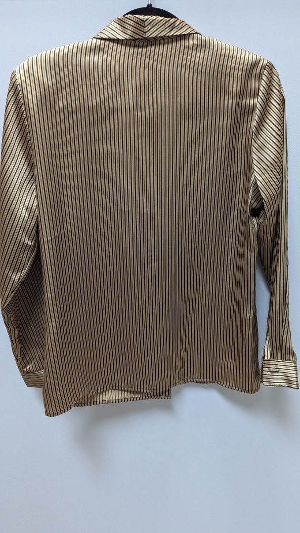 K Arnold Gold/Black Metallic Striped Long-Sleeve Blouse