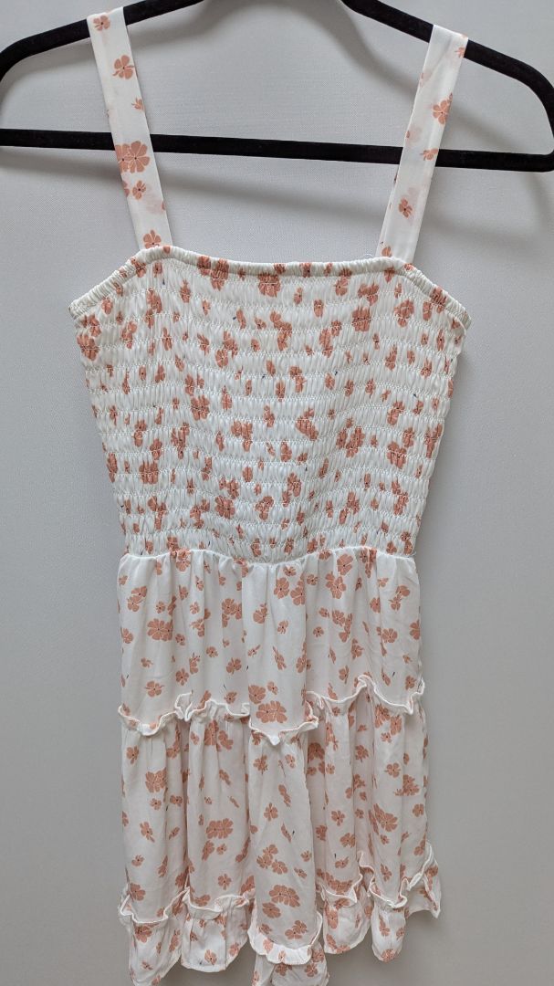 Jessica Simpson White/Pink Floral Ruched Summer Dress