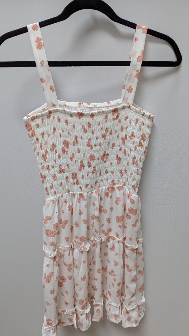 Jessica Simpson White/Pink Floral Ruched Summer Dress