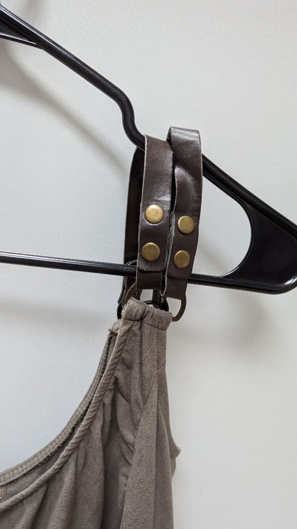 BERSHKA Grey Suede Faux-Leather One-Shoulder Strap Dress