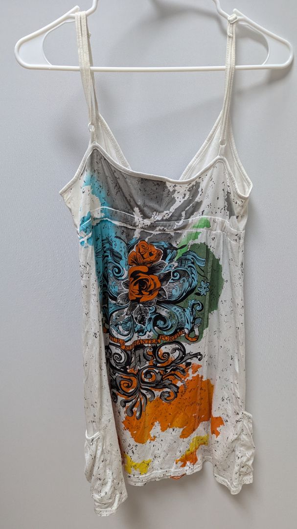 Banana Split USA White Multicolor Graphic Mini Dress