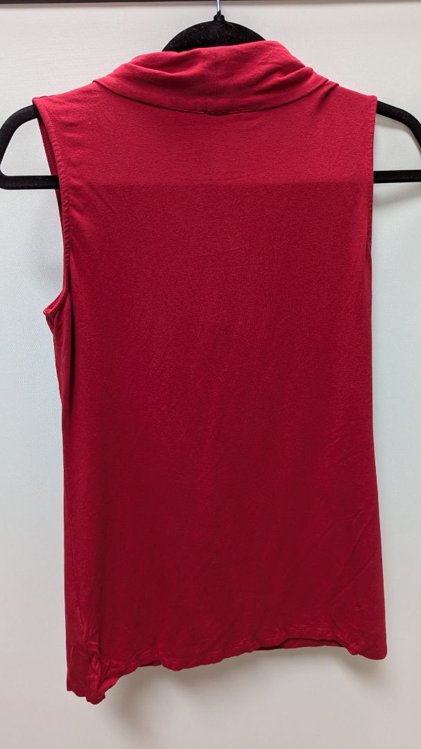 Yvos Red Sleeveless Draped Cowl-Neck Blouse