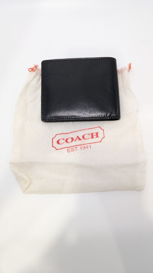 Coach Black Leather Foldover Wallet