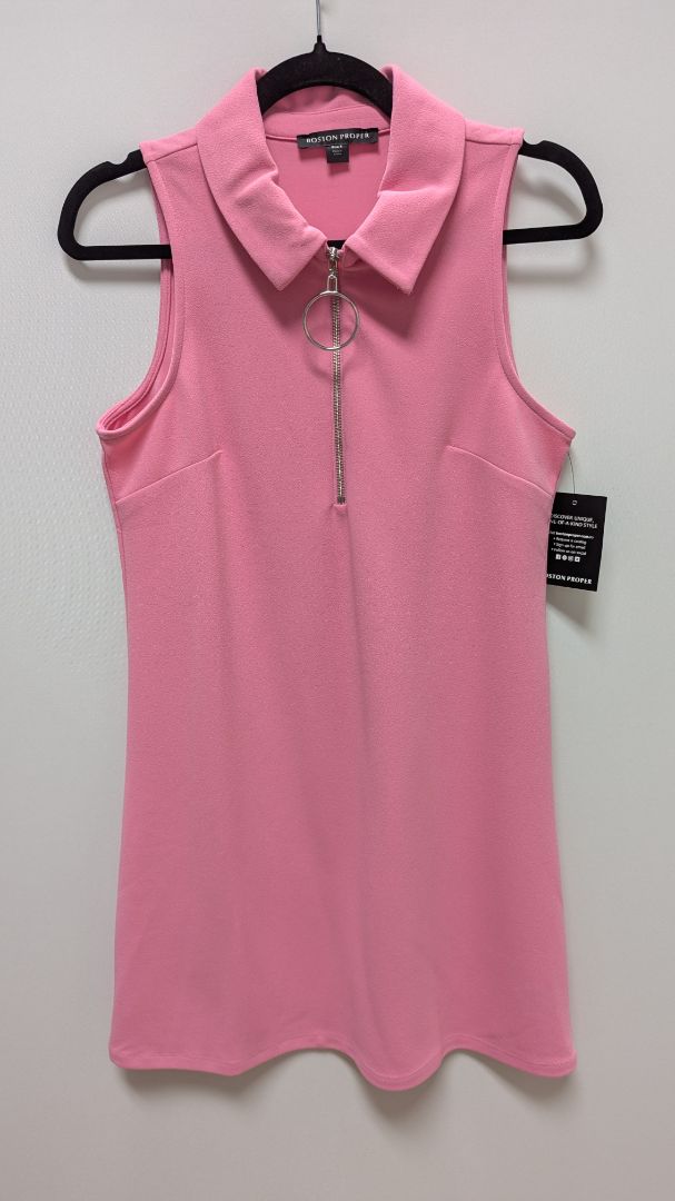 Boston Proper Pink Half-Zip Sleeveless Shift Dress