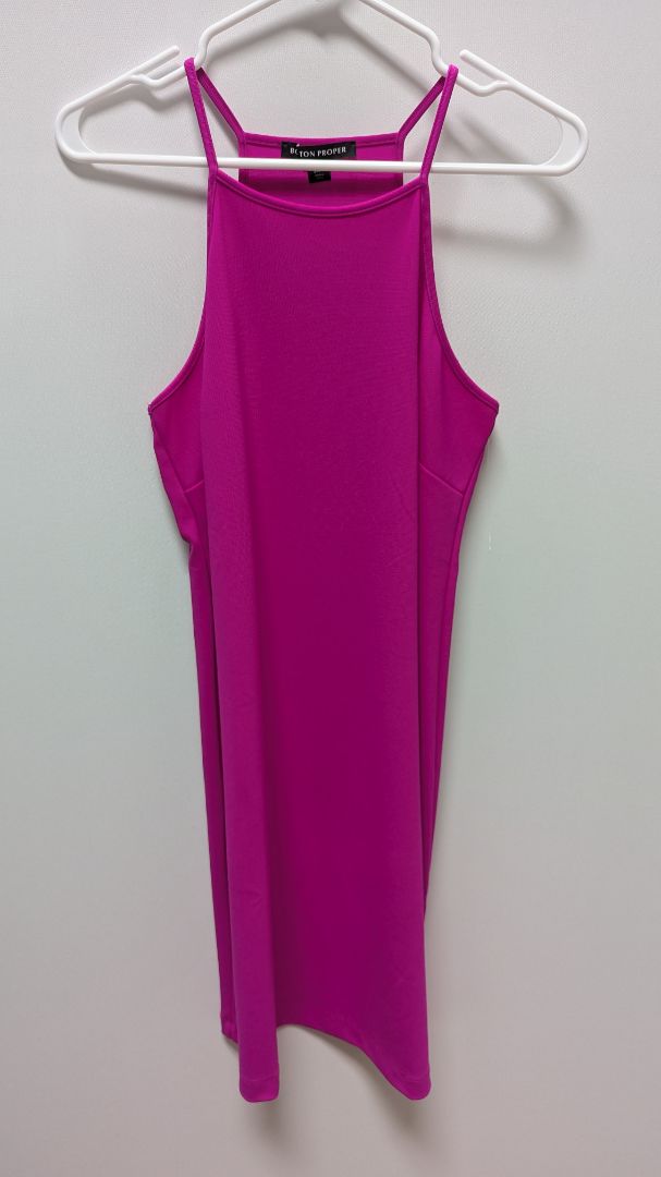 Boston Proper Hot Pink Halter-Neck Shift Dress
