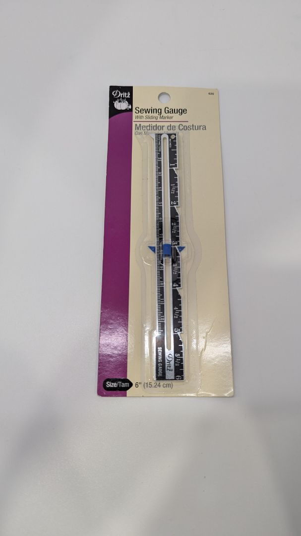 Dritz Silver/Black Sewing Gauge with Sliding Marker