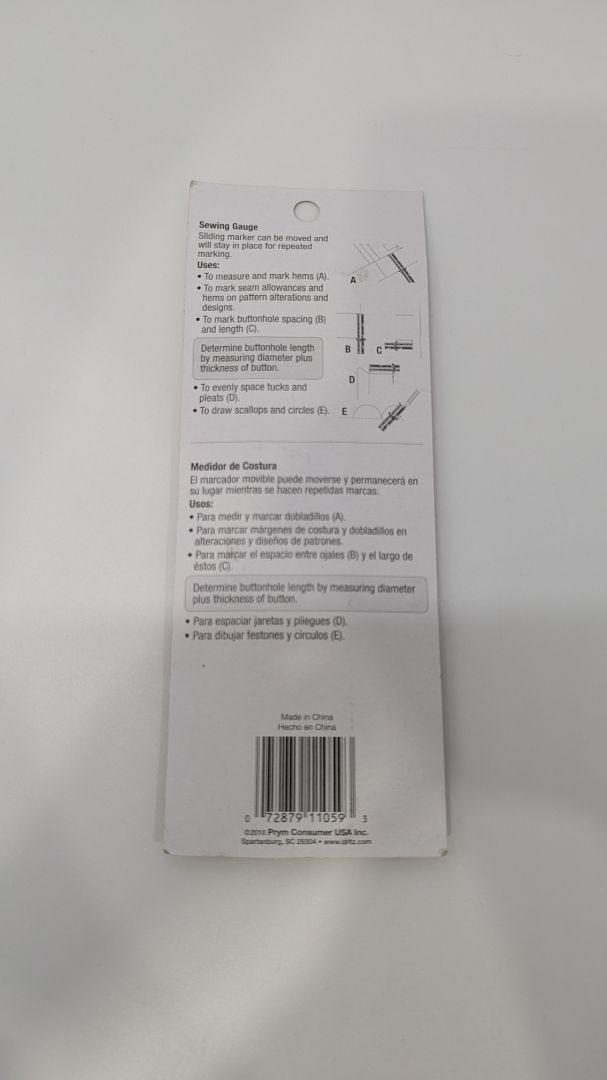 Dritz Silver/Black Sewing Gauge with Sliding Marker