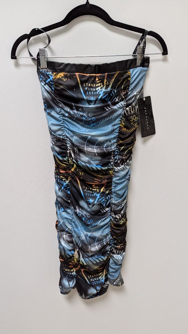 Sean John Blue/Black Abstract Graphic Cocktail Dress