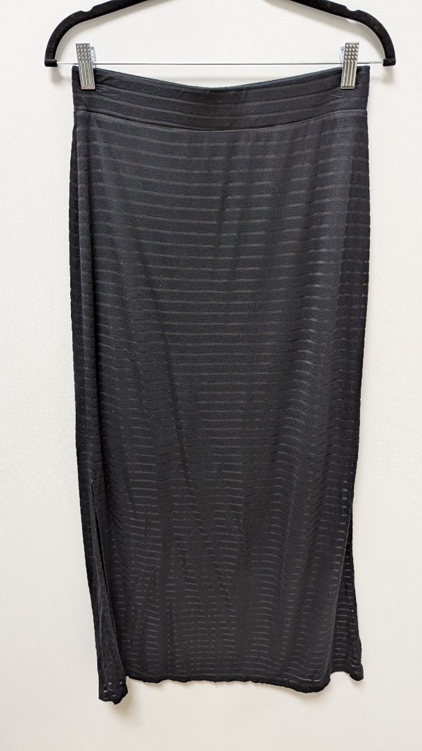 APT. 9 Black/Brown Striped Sheer Maxi Skirt with Slit