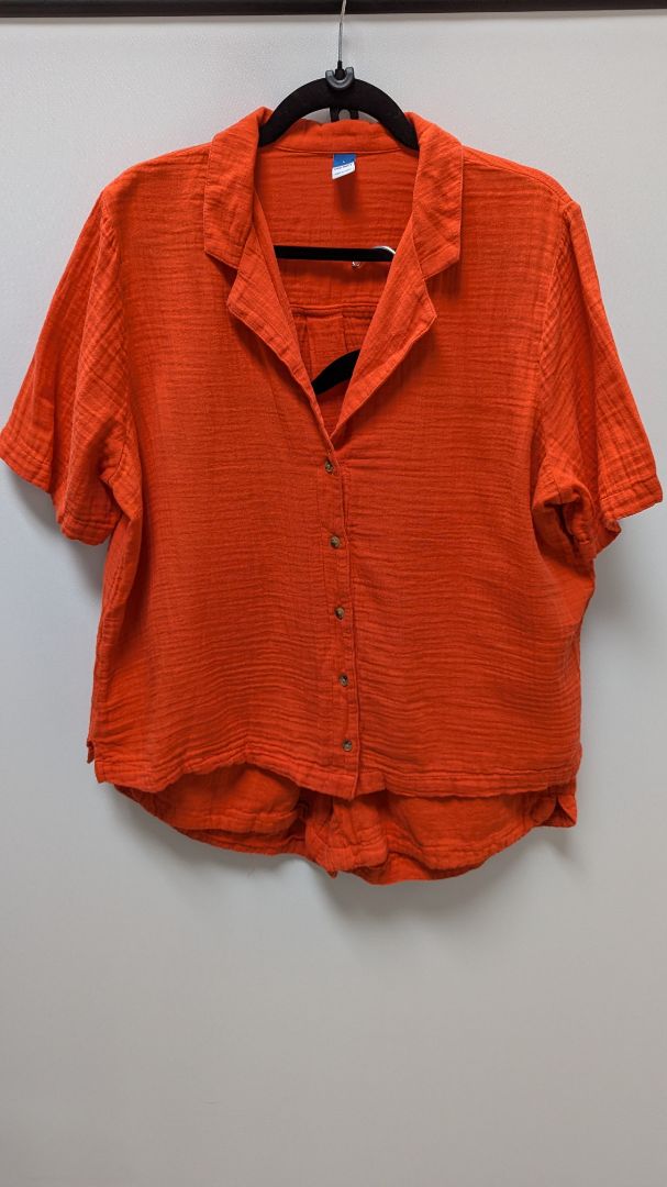 Old Navy Orange Textured Cotton Blouse & Shorts Set