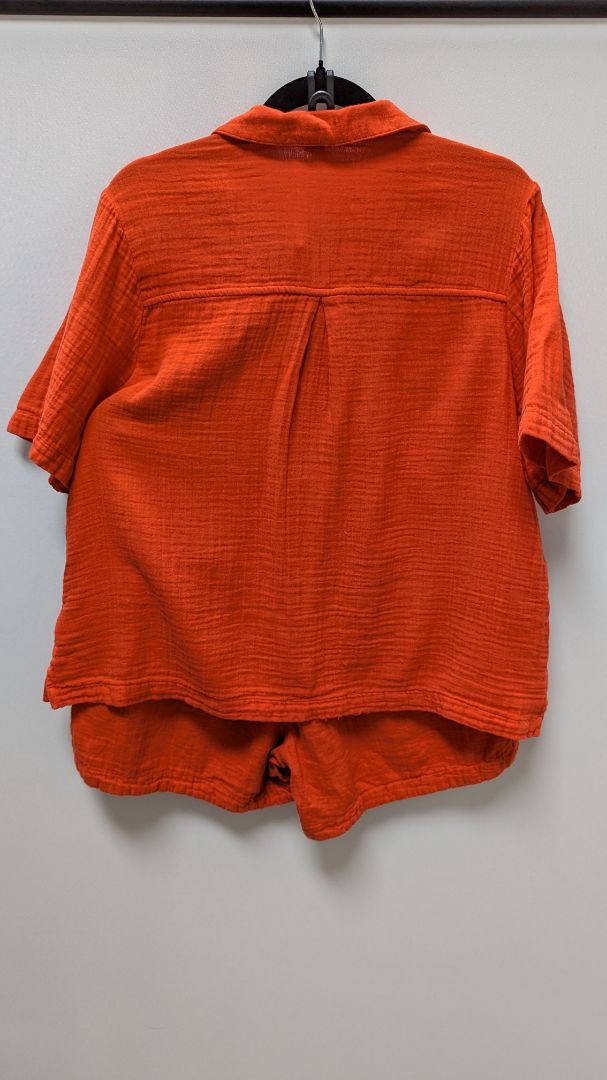 Old Navy Orange Textured Cotton Blouse & Shorts Set