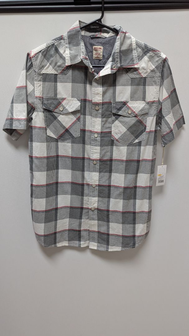 Mossimo Men's Grey/White Plaid Button-Down Shirt