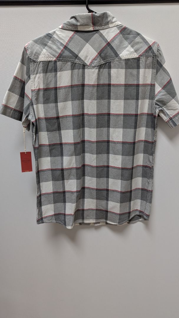 Mossimo Men's Grey/White Plaid Button-Down Shirt