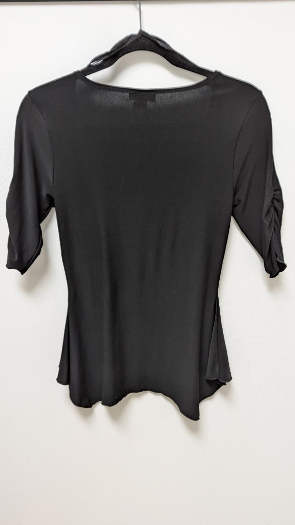 M.K.M Designs Black Ruched Babydoll Blouse