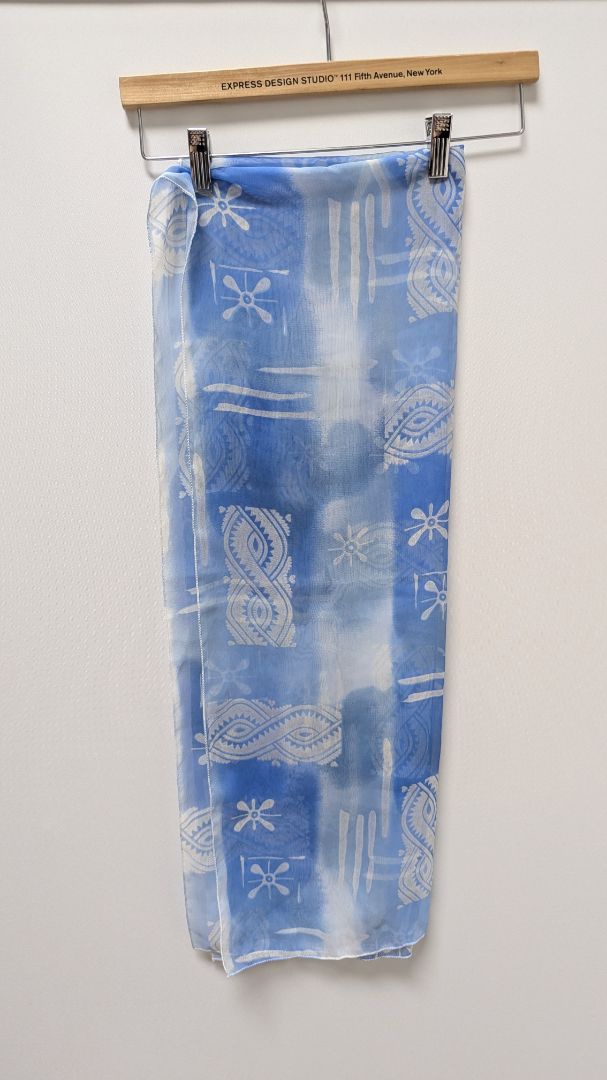 Light Blue/White Printed Sheer Scarf