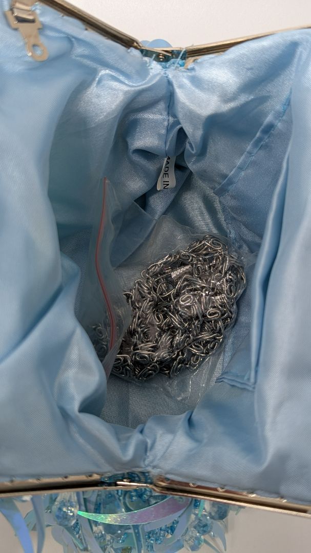 Blue/Silver Beaded & Sequined Clutch Purse