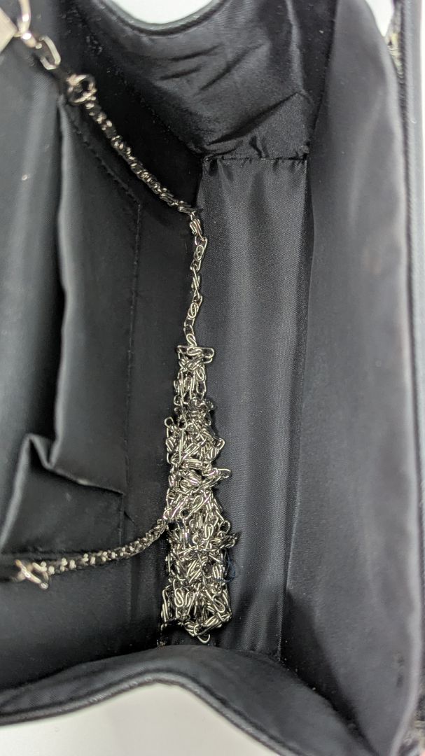 Black/Silver Rhinestone Foldover Clutch Purse