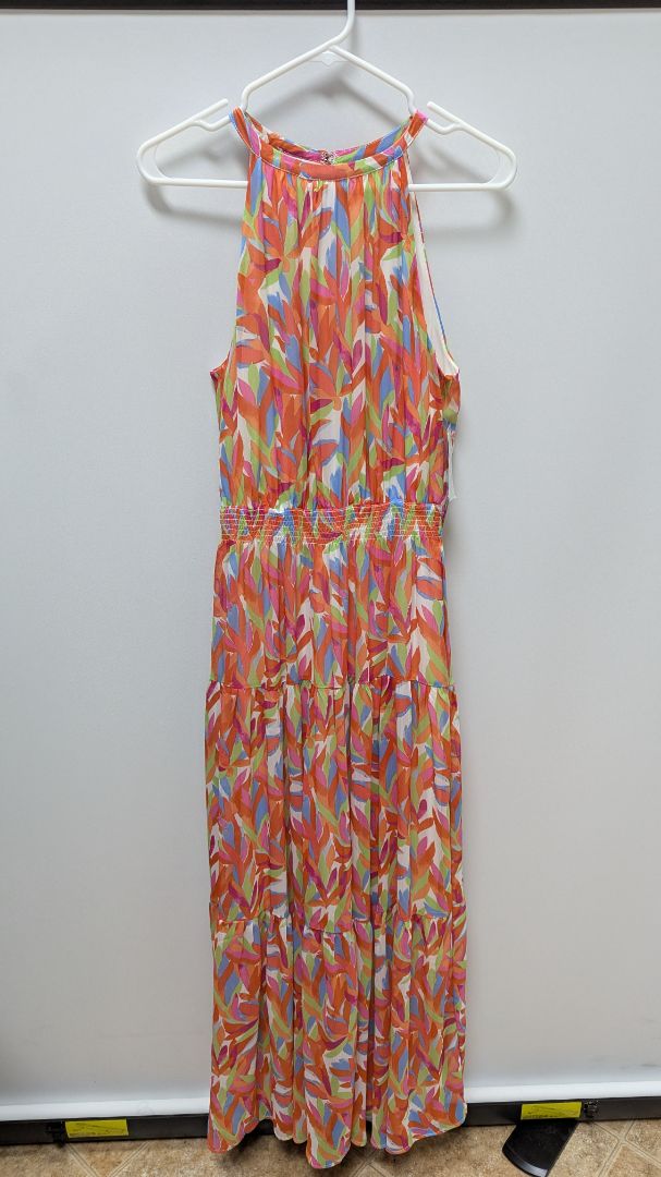 Leslie Fay Ivory Multicolor Triple Tier Maxi Dress