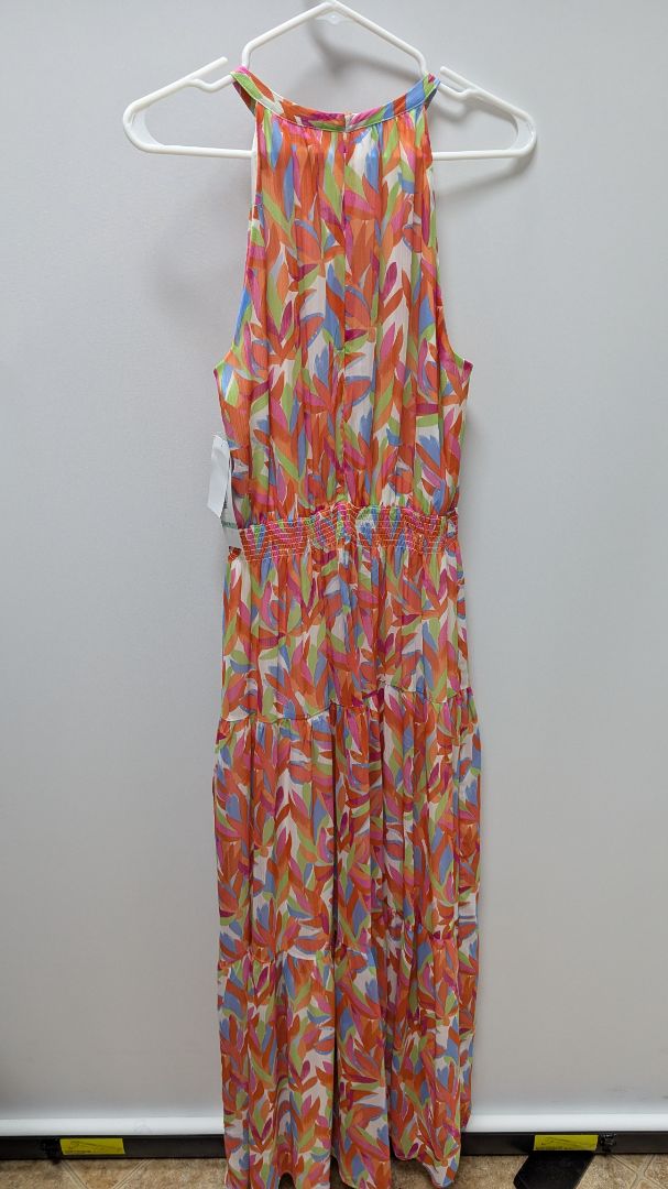 Leslie Fay Ivory Multicolor Triple Tier Maxi Dress