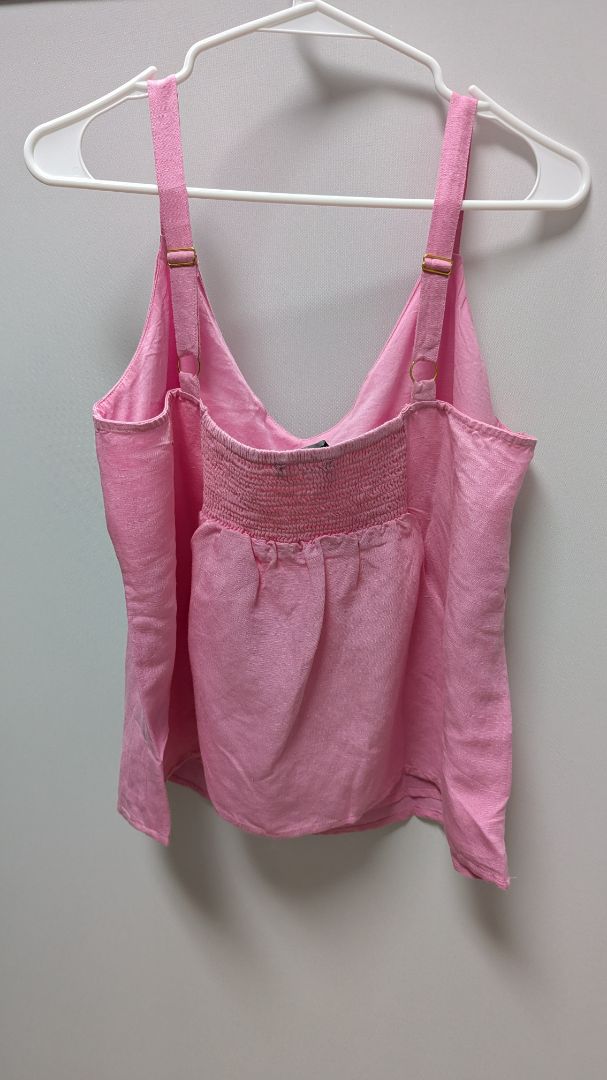 Boston Proper Pink Sachet V-Neck Linen Tank Top