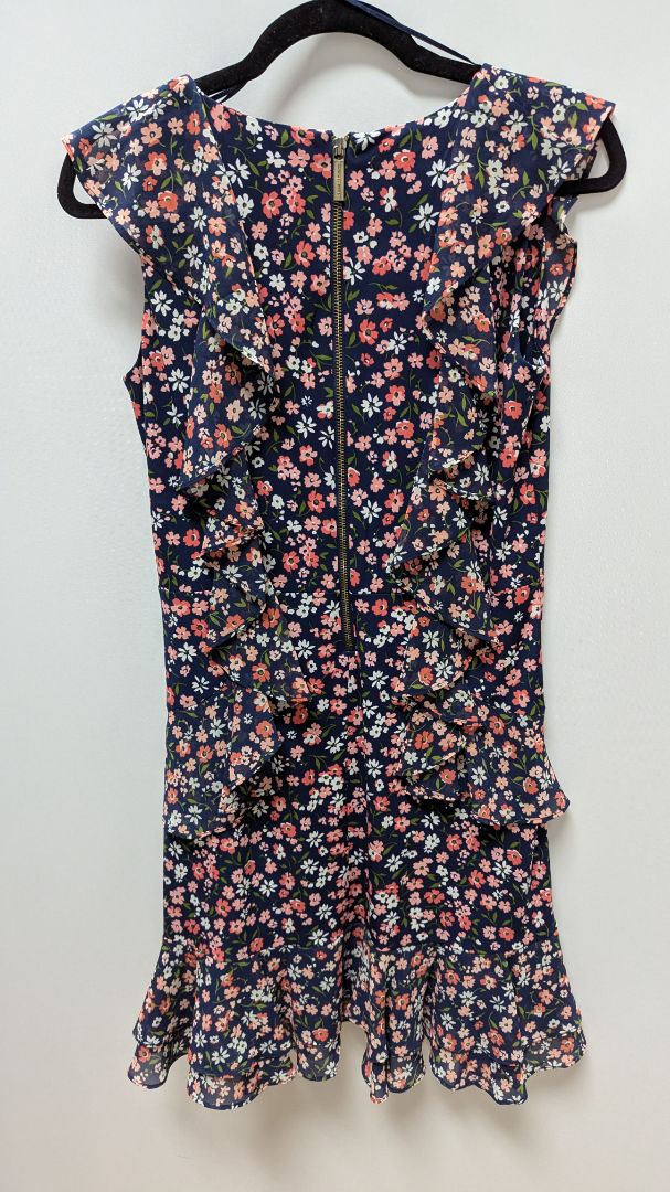 Michael Kors Navy/Pink Floral Ruffled Mini Dress