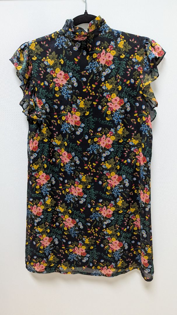 Madewell x NO.6 Black Floral Silk Sleeveless Shift Dress