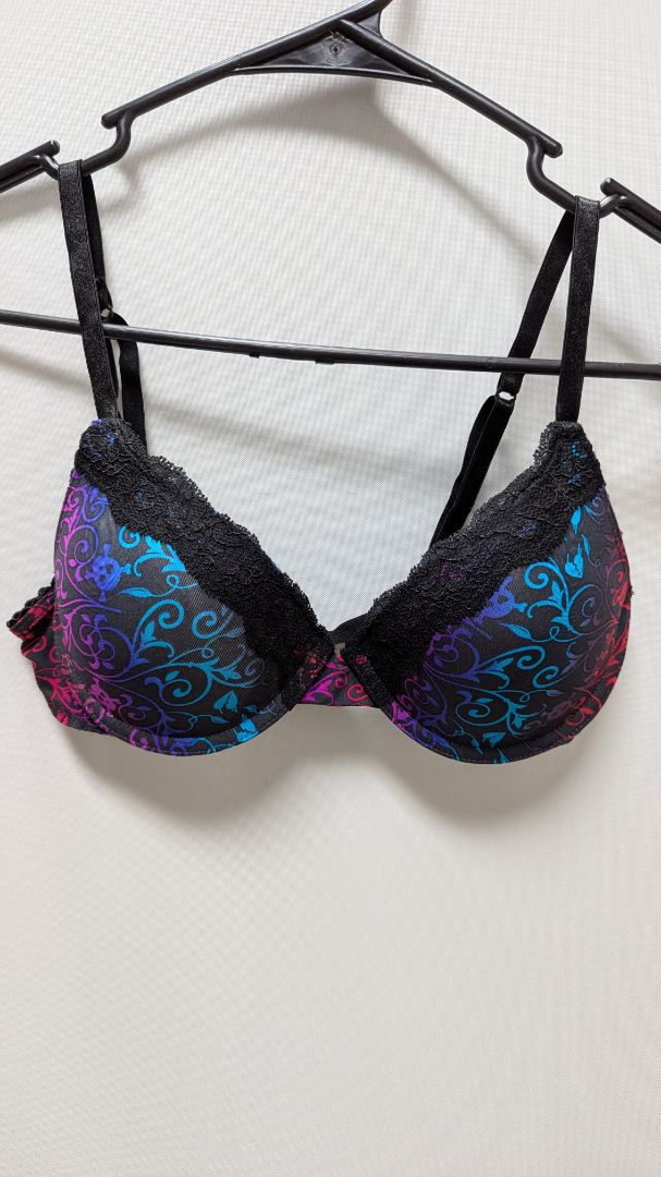 Candie's Black/Multicolor Skull Floral Push-Up Bra