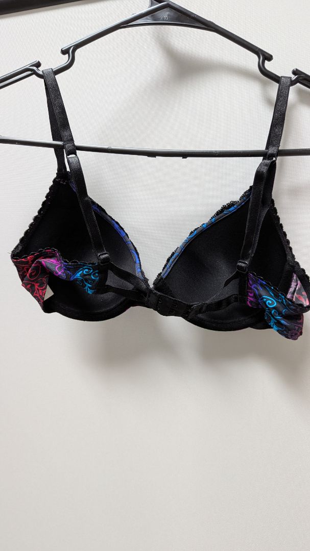 Candie's Black/Multicolor Skull Floral Push-Up Bra