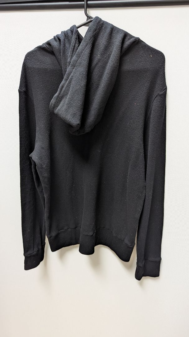 MONROW Black Textured Hooded Pullover Sweater