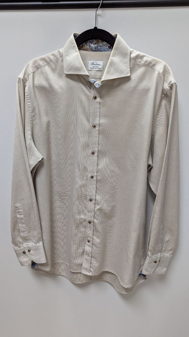 Stenstroms Ivory Patterned Long-Sleeve Button-Down Shirt
