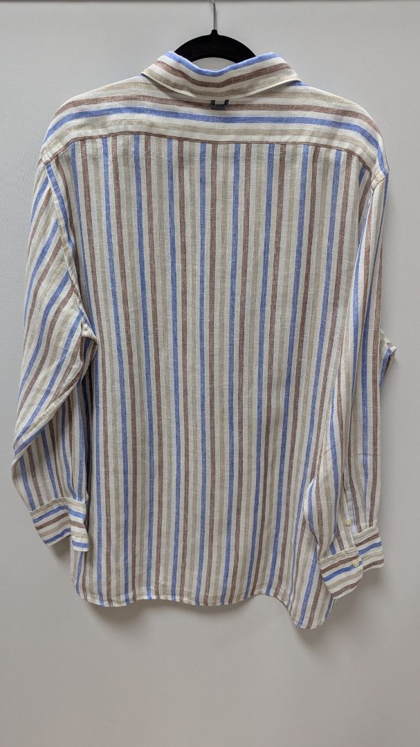 MGF 965 Beige/Blue/Red Striped Linen Button-Down Shirt