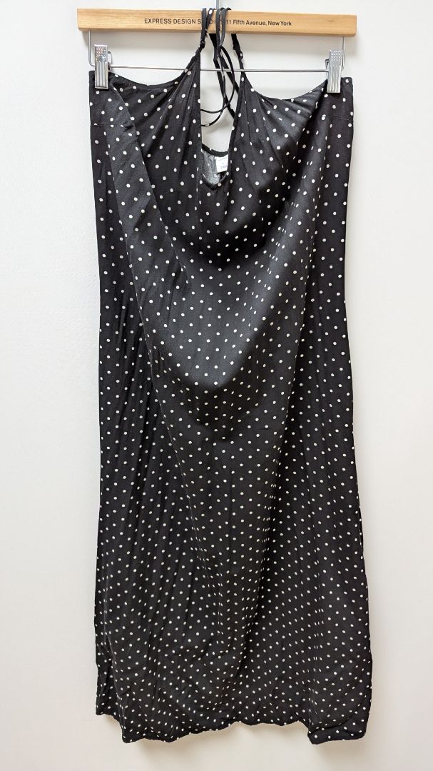 Old Navy Black/White Polka-Dot Cross-Back Strappy Dress