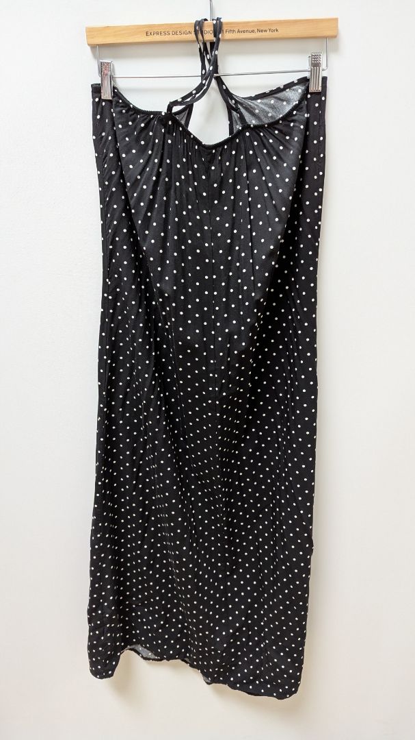 Old Navy Black/White Polka-Dot Cross-Back Strappy Dress