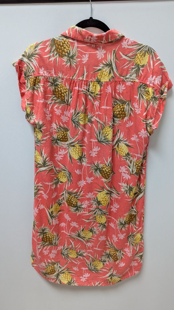 Old Navy Peach Pineapple Linen Button-Down Dress