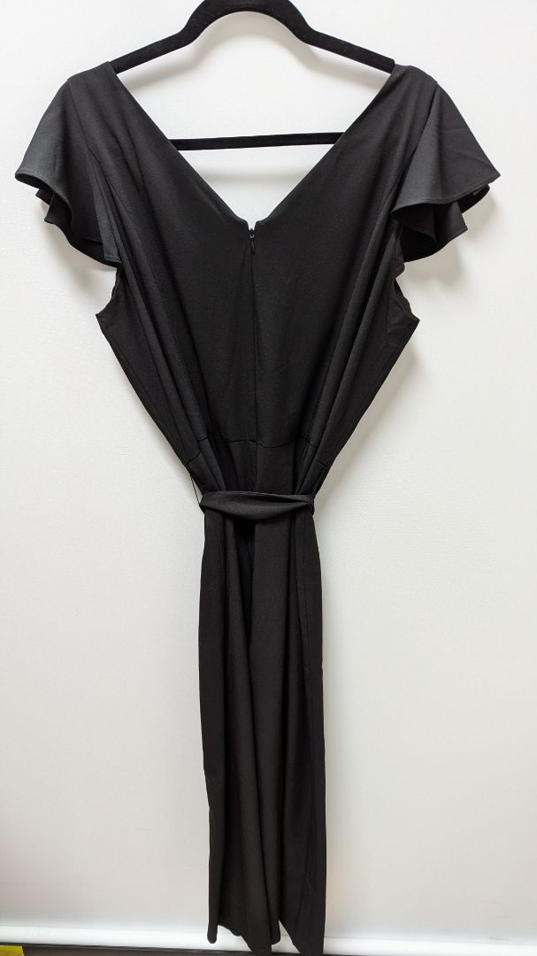 WHBM Black Ruffle-Sleeve Wide-Leg Jumpsuit