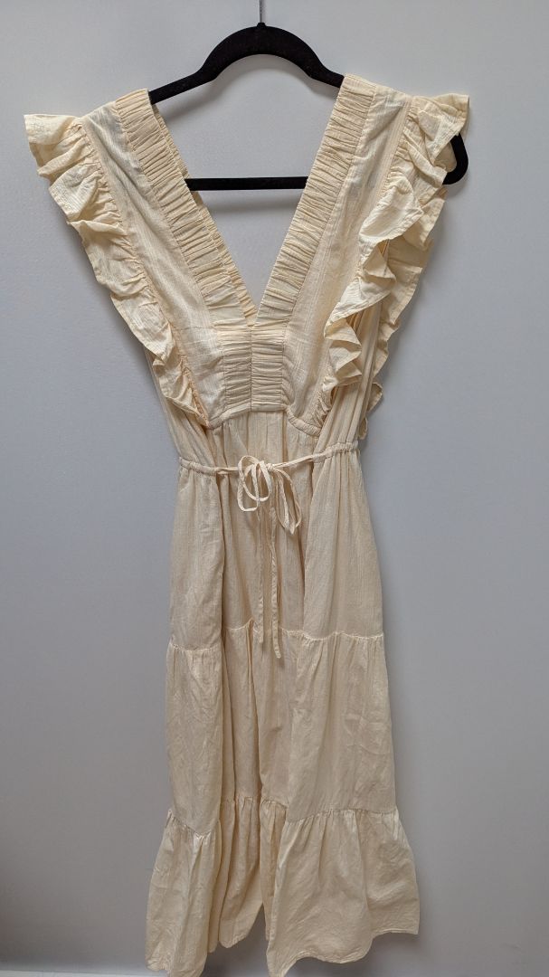 Strut & Bolt Beige Sleeveless Cotton Peasant Maxi Dress