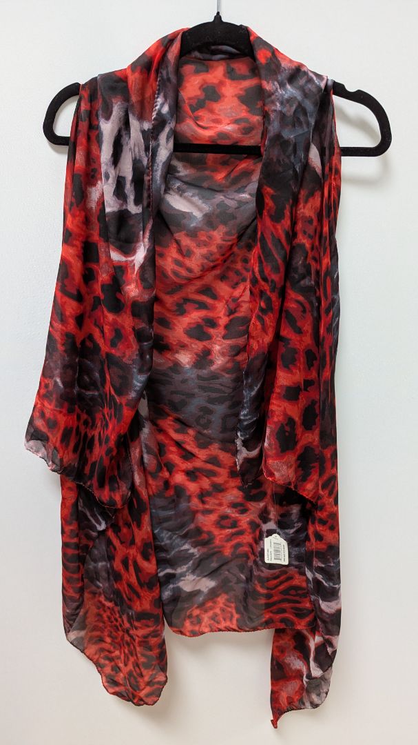 Accents by Lavello Red/Black Patterned Vest Scarf