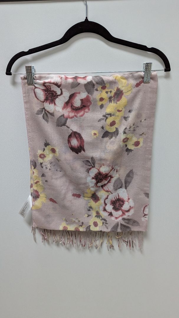 We Care Light Lavender Floral Tassel-Fringe Scarf