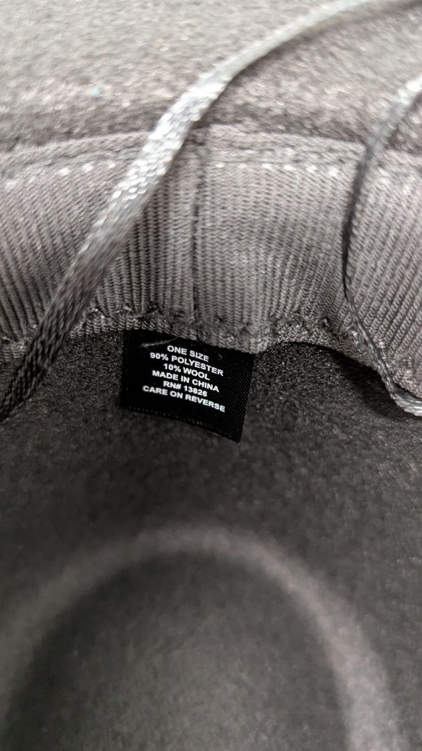 Black Wool Faux-Leather Cord Fedora Hat