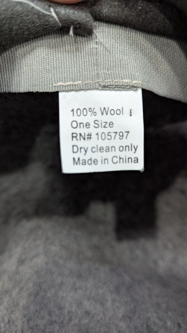 Grey 100% Wool Felt Wide-Brim Flower Hat
