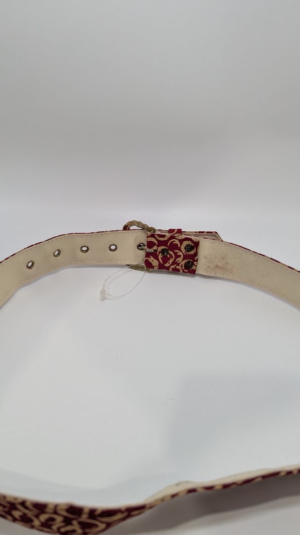 Red/Gold Patterned Belt with Buckle