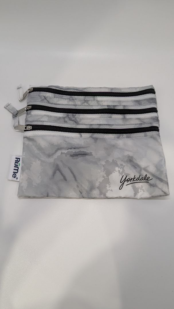 Yorkdale Grey/Black Marbled 3-Pocket Zippered Pouch