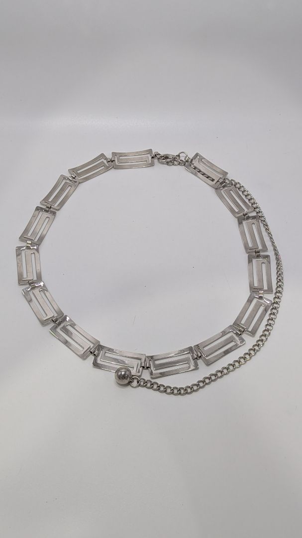 Silver Rectangle Chain Metal Belt