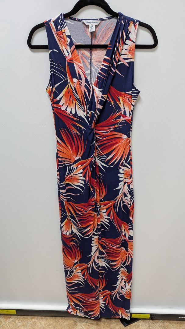 Tommy Bahama Navy/Orange Palm Floral Maxi Dress