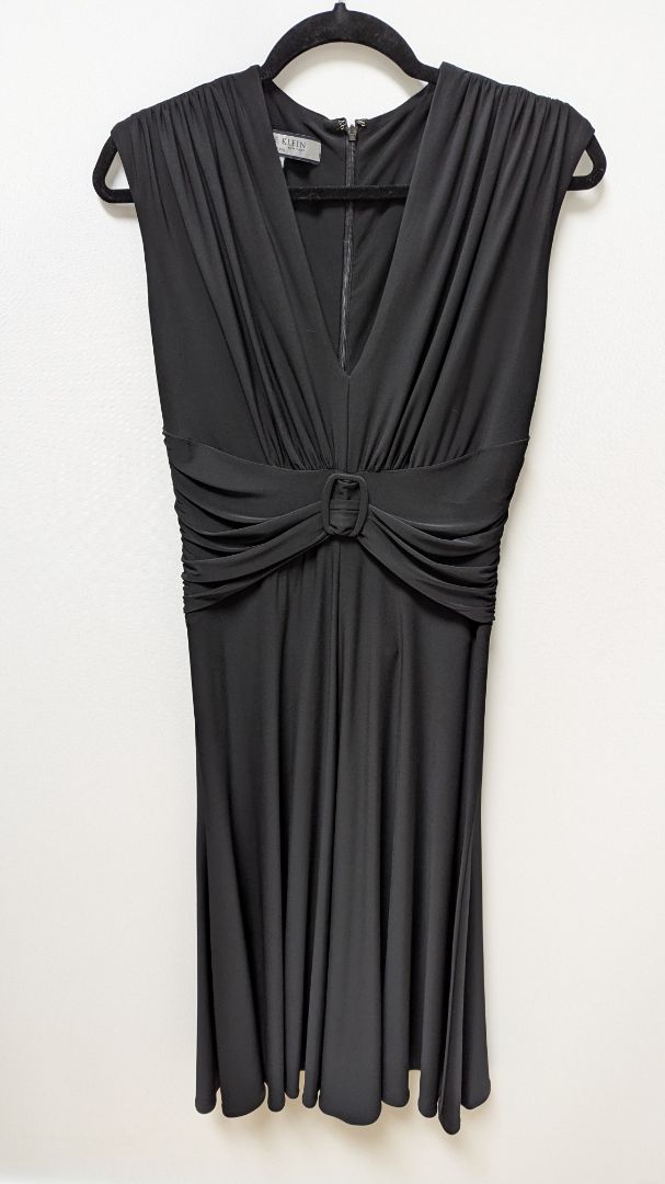 Anne Klein Black Sleeveless Faux-Belted Midi Dress