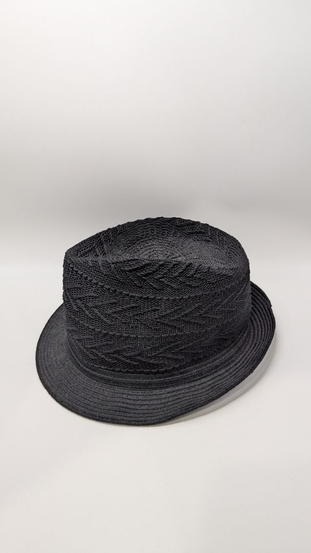 Black Sheer Knit Fedora Hat