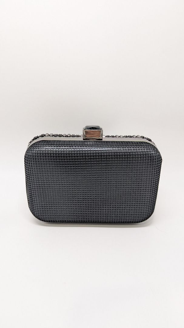 Black/Silver Rhinestone Crossbody Clutch Purse
