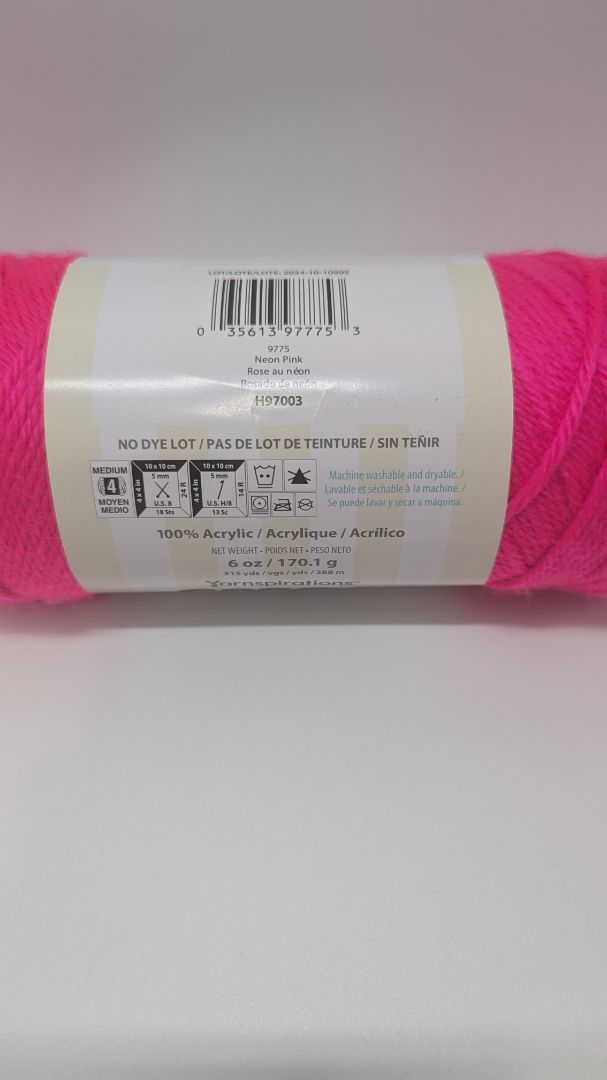 Caron Neon Pink Simply Soft Medium Yarn