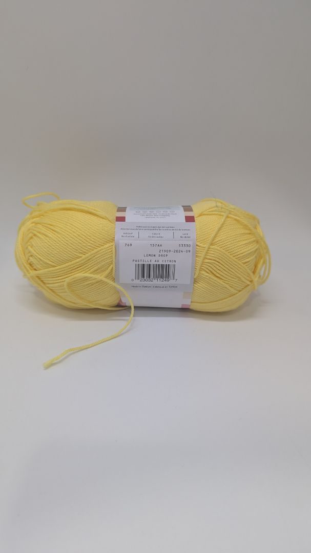 Lion Brand Lemon Drop Yellow 24/7 Cotton DK Light Yarn
