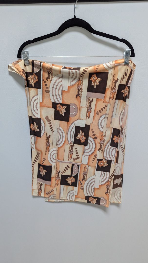 Brown/Orange Horses & Flowers Triangle Scarf